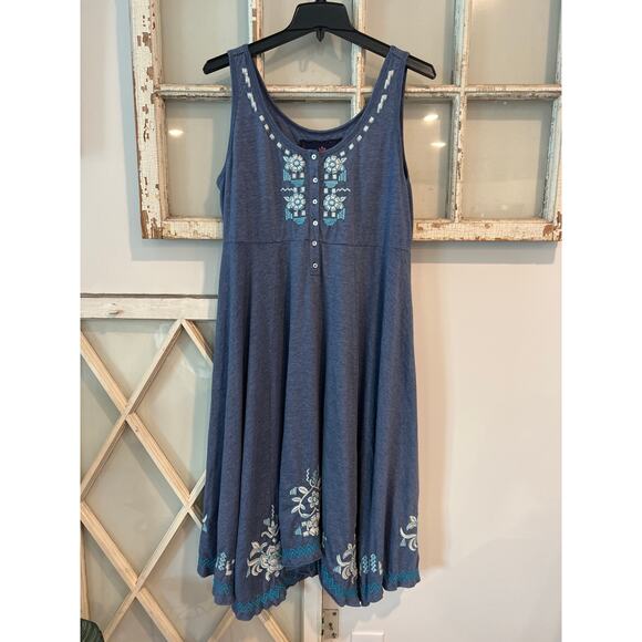 Johnny Was size large stretch knit midi dress with embroidery - Picture 1 of 5